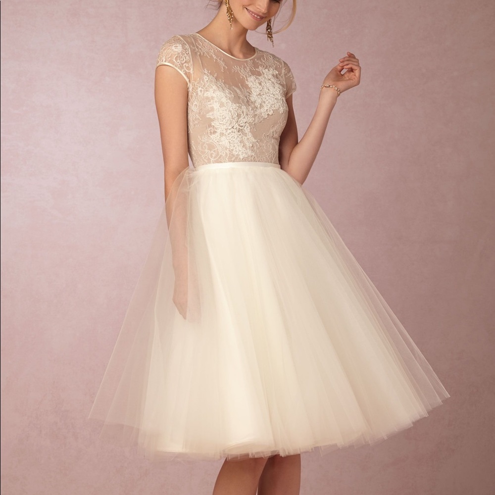 NWOT BHLDN Lulu Lace Tulle Dress Ivory 6